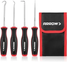 ARROW 4-Piece Precision Hook and Pick Set with Pouch, Mini Tool for... 