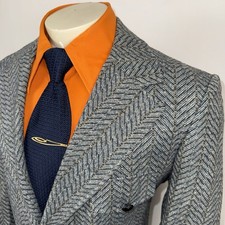 Vtg 60s 70s Blazer Jacket Mens 44 Wool Zig Zag Leisure Suit Sport Coat Disco Mod