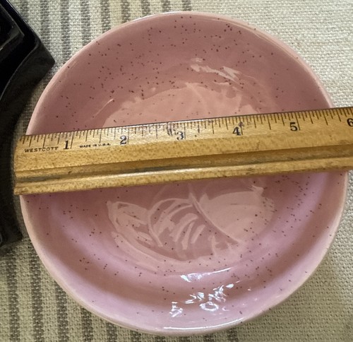 California Pottery Pink & Black Leaf Snacks Relish Dip Trays #114 USA - Picture 7 of 10