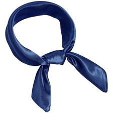 Chiffon Scarf Square Ribbon Neck Scarf Satin Scarf 23.6 23.6 inch Navy Blue