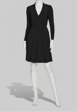 Tommy Hilfiger Womens Black Pleated Fit & Flare Dress Size 16