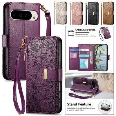 Für Google Pixel 10 9 Pro XL 9A 8A 7A 8 76 Flip Leder Hülle Zipper Wallet Cover