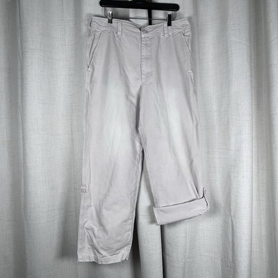 Free People Cleo Off White Pants Khaki Convertible Washed Chino Women's Size 12