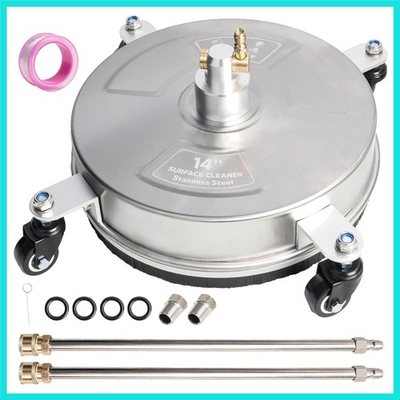 #ad 14quot; Pressure Washer Surface Cleaner Stainless Steel Surface Cleaner with 4 W... $89.06