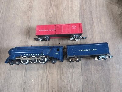 American Flyer S Gauge 350 Royal Blue 4-6-4 Steam Locomotive w/ 2 Tenders AC