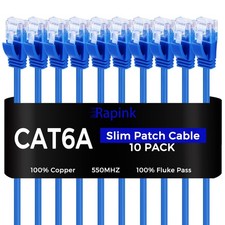 Rapink Patch Cables Cat6a 1ft 10 Pack Slim, Ethernet 1ft, Golden