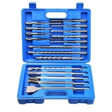 17pcs Rotary Hammer Drill Bits Chisels Kit SDS Plus Concrete Tool w/ Case