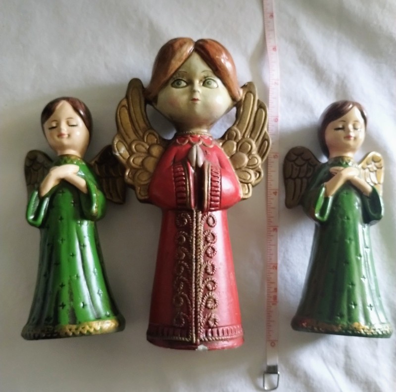 Vintage Praying Angels 3 pc Made in Japan 1-7.5" 2-6" Christmas Angels Holiday