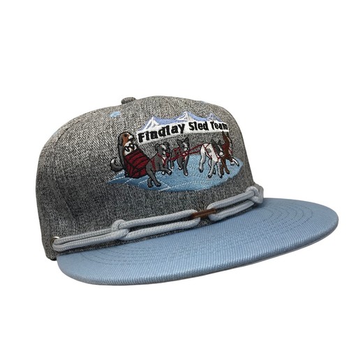 Findlay Hats Sled Team Snapback Hat Heather Grey Blue Dog Sledding Rope Cap