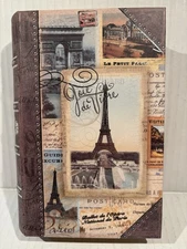 Paris France Postcard Design Decorative Faux Book Secret Storage Box Magnetic