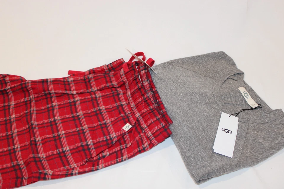 Conjunto de pijama UGG para hombre de mezcla de algodón gris y rojo manga larga y pantalón talla XL Foto 3 de 4