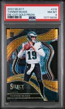 2023 NFL Select Tanner McKee Gold Die-Cut RC PSA 8 #218
