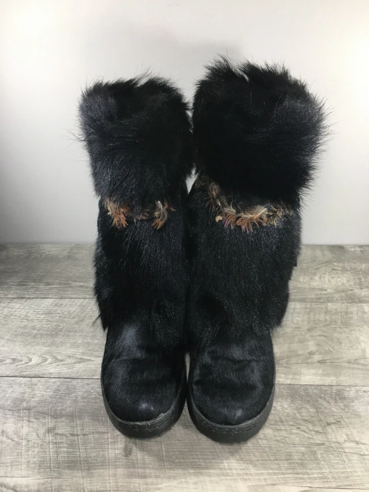 Bearpaw Kola II Sheepskin Black Goat Fur Women’s Winter Snow Lined Boots Size 10 - Image 3 of 4