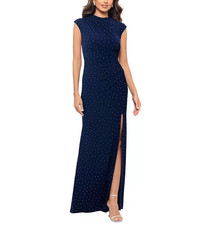 Betsy Adam Studded High-Neck Cap-Sleeve Gown MSRP 259 Size 6 12B 2480 Blm