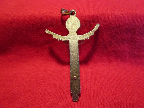 Trinity Cross Goldtone Father, Crucified Son, Holy Spirit Dove at Foot 2" long - Picture 4 of 4