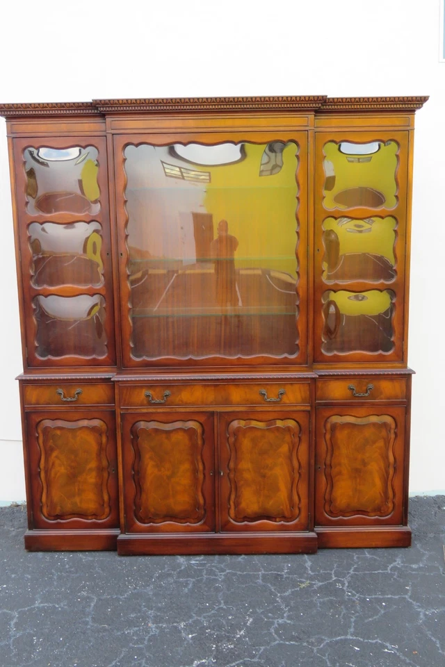 Grosfeld House Caoba 2 Piezas Frente China Vitrina con Escritorio 5285 Foto 2 de 4