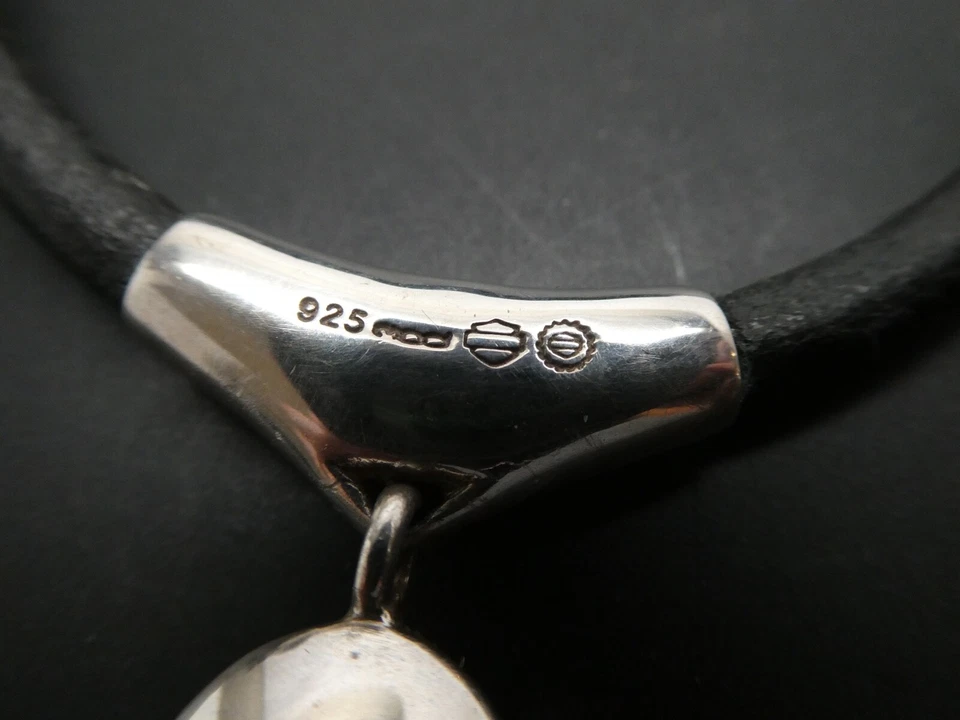 Collar de piedras preciosas amatista 925 con logotipo de motociclista Harley Davidson de 18" Foto 3 de 4