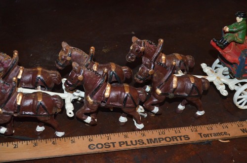 Vintage Cast Iron Wagon Train with rider & 6 horses - Picture 4 of 9