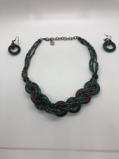 Boho Necklace Choker Collar Set With Matching Earrings Beaded Wooden