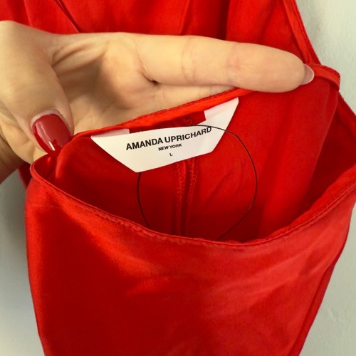 New Revolve Amanda Uprichard Marla Satin Dress Gown Size L Candy Apple Red - 第 7/10 張圖片
