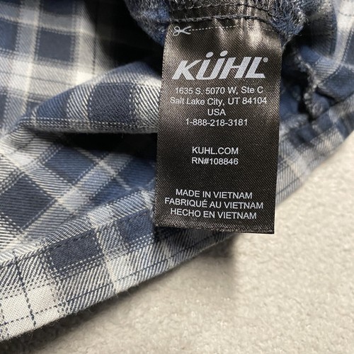 Kuhl Dillingr Flannel Shirt Mens XL Blue Plaid Outdoor Hiking Button Up - Picture 7 of 9