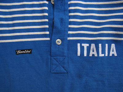 Maillot Cycliste Vintage Santini Équipe Italie Années 70 - 80% Laine - TBE - Taille 3