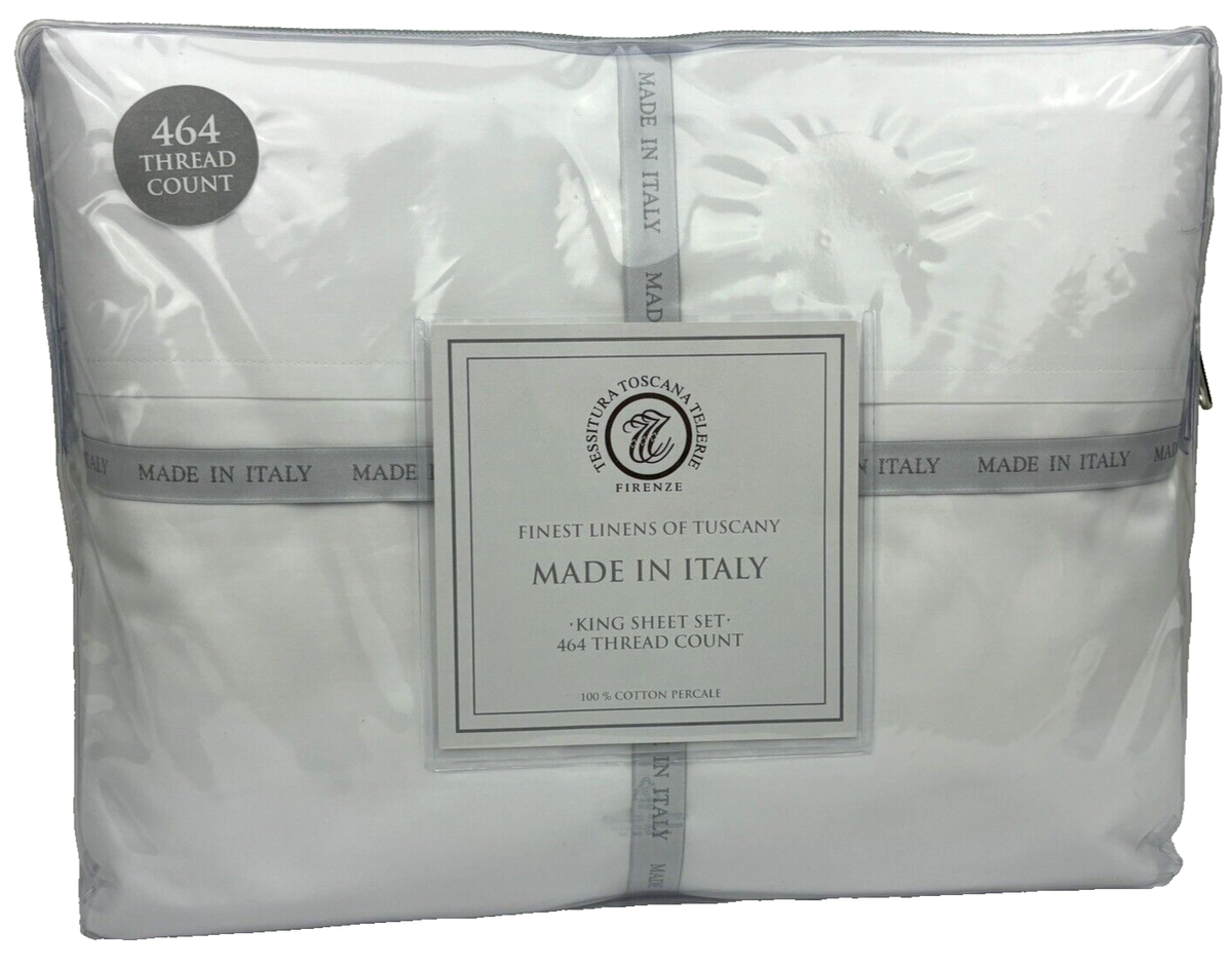 Tessitura Toscana Telerie KING Sheet Set 100% Cotton Percale 464