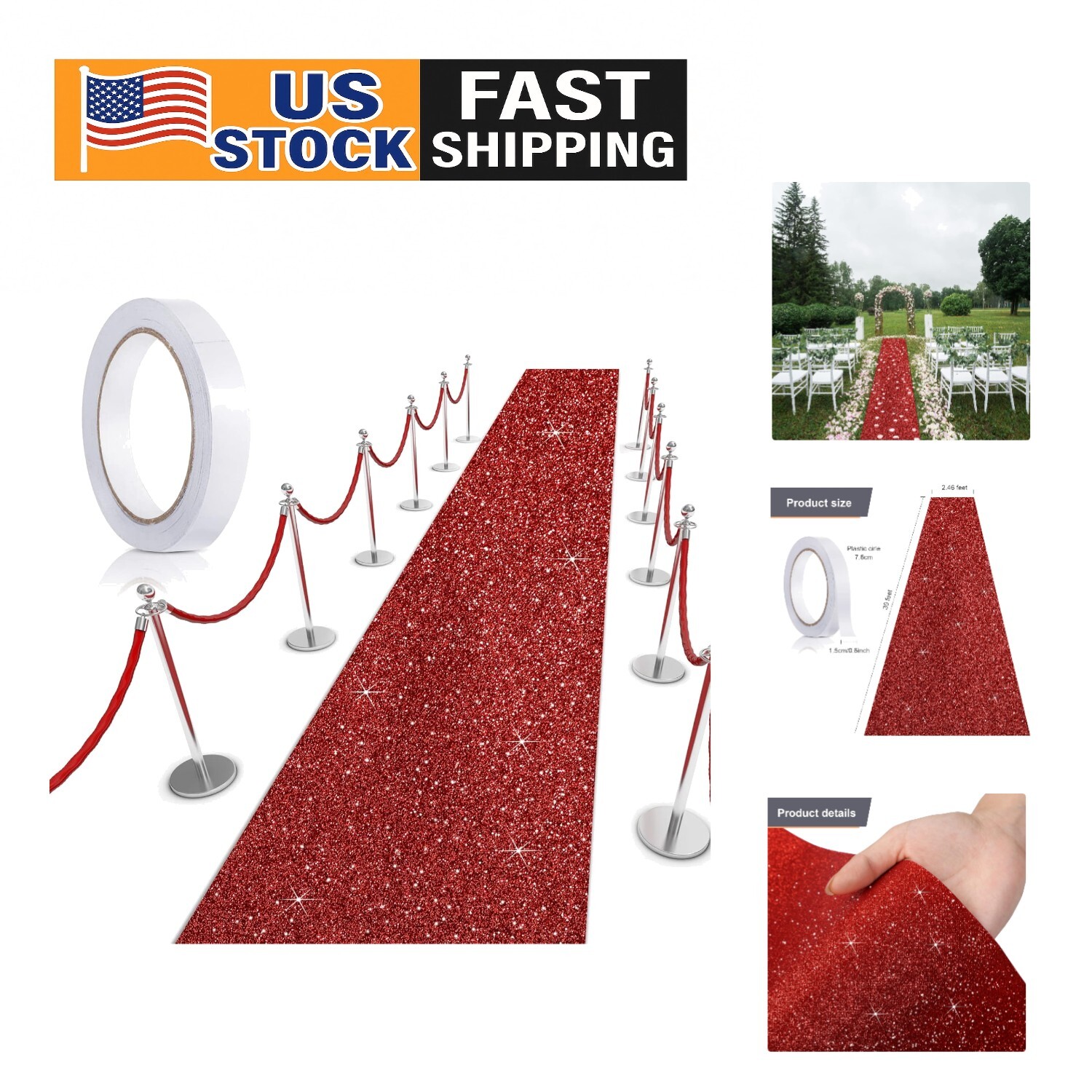 Stain-Resistant Indoor Outdoor Carpet Runner Rug 2.46 x 30 Feet