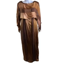 Vintage Holly Harp 100% Silk Long Dress Size M Evening Gown 70’s Glam Vibes MCM