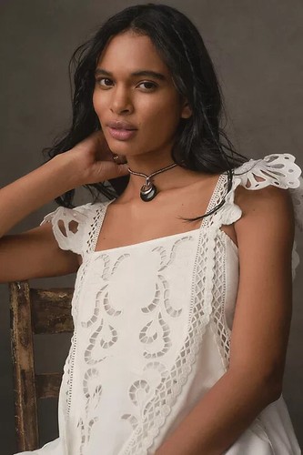 Anthropologie Forever That Mini Abito Bambina Scollo Quadrato Asimmetrico Pizzo M Nuovo con etichette - Foto 4 di 4