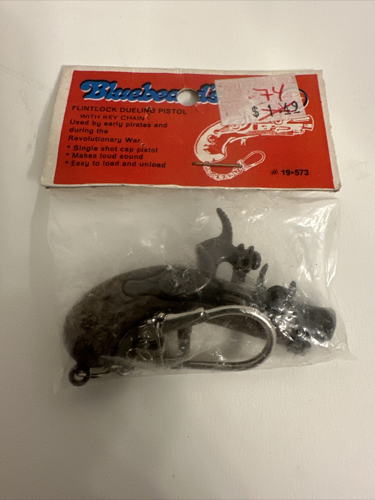 Vintage New BLUEBEARD'S "Flintlock Dueling Pistol" CAP GUN Mini KEY CHAIN