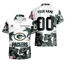 Green Bay Football Team Packerss Hawaiian Button Down Shirt Unisex Adults S-5XL