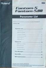 Original Roland Fantom-S -S88 Synthesizer Keyboard Parameter List Book Manual.
