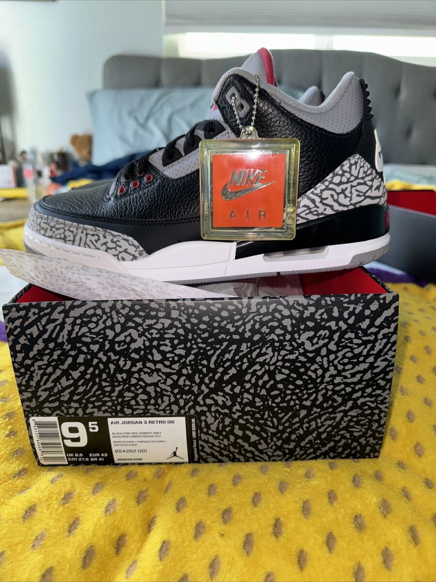 Rare New Nike Air Jordan 3 Retro OG Black Cement Sz9.5 88 Rare New Nike Air Jordan 3 Retro OG Black Cement Sz9.5 88