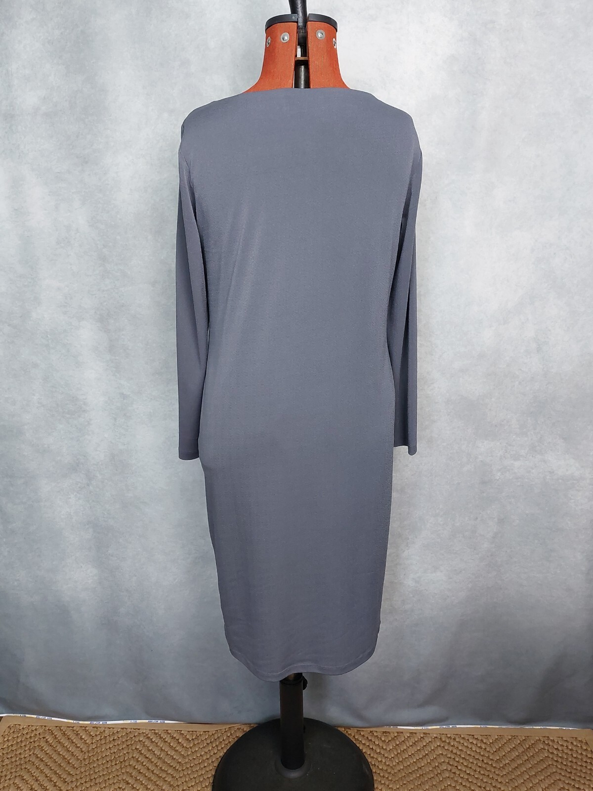 mint velvet dress 14. grey midi. long sleeves. velvet front panel