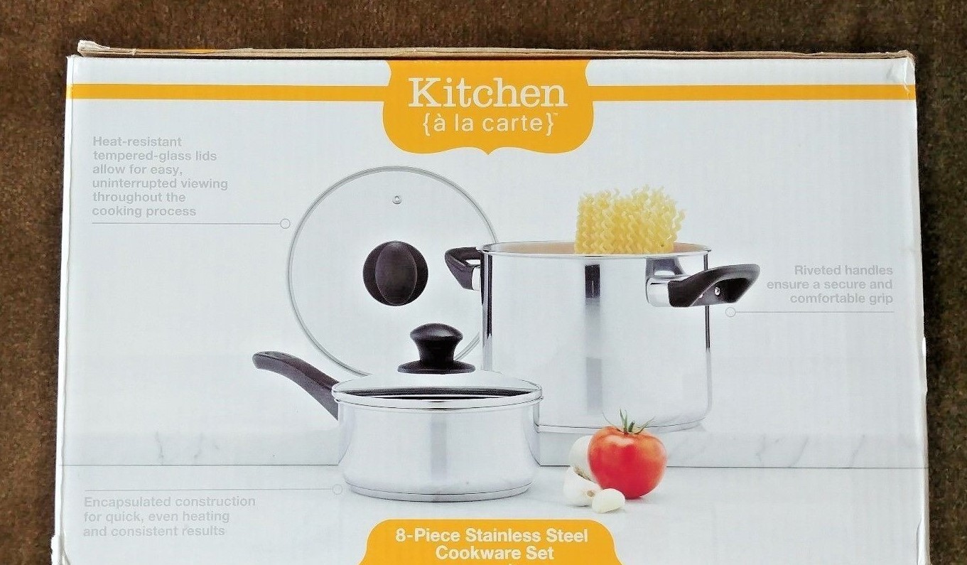 Kitchen La Carte 8 Pc Stainless Steel Cookware Set For Sale