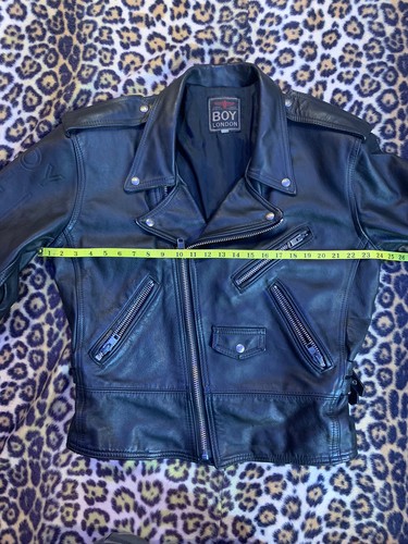 VTG Boy London Embossed Black Leather Bondage Style Jacket Med 1990s Punk Goth - Picture 2 of 14