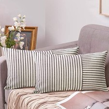 Farmhouse Pillow Covers 12x20, Modern Accent Lumbar Throw 12x20",Set of 2 Black