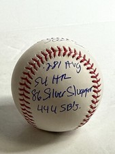 Steve Sax Signed ROMLB Baseball Dodgers W/7 Inscriptions PSA AP30825