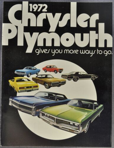 1972 Chrysler Plymouth Brochure Barracuda Satellite Duster Fury Wagon Imperial - Afbeelding 1 van 14