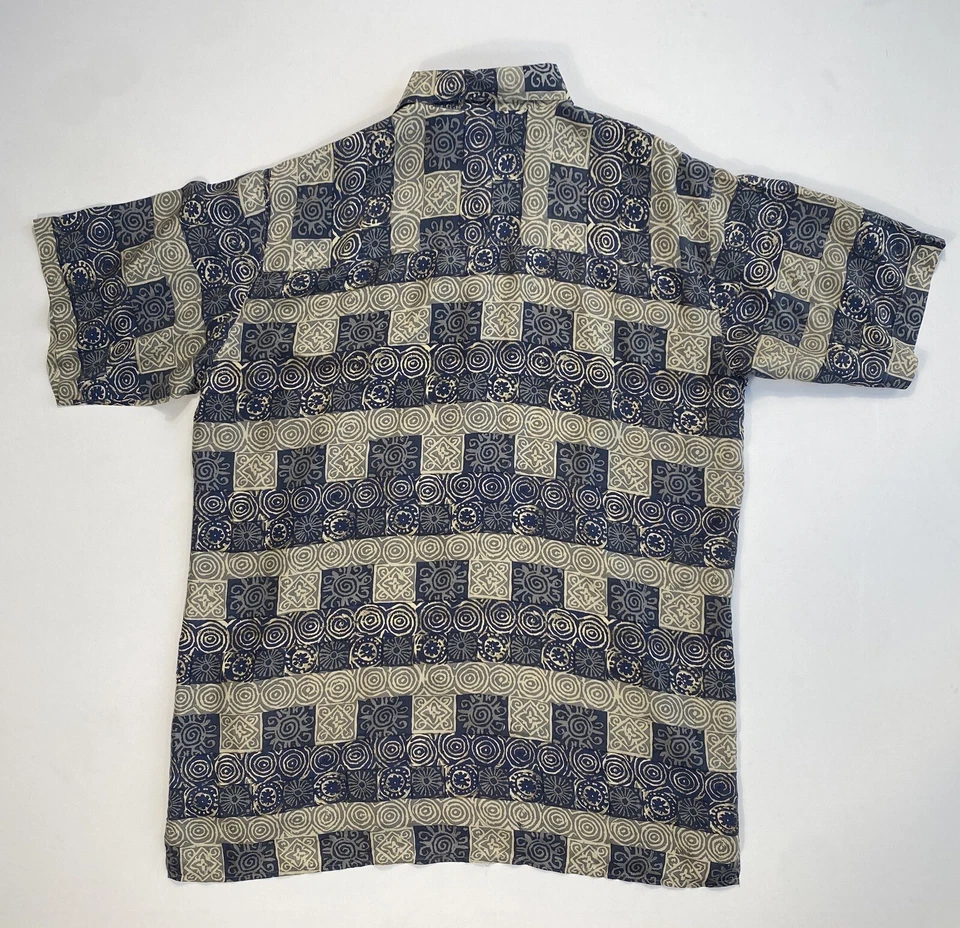 Camisa Robert Stock Para Hombres XLT 100% Seda Botón Ligera Arte Abstracto Moderno Foto 2 de 4