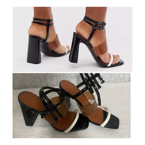 ASOS DESIGN Women’s Native Triple Strap Block Heeled Sandals Size UK 3/US 5 NWOT