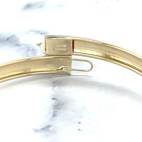 10K Yellow Gold 7 inch Diamond Cut / Textured Bangle 6mm Wide - Picture 7 of 10
