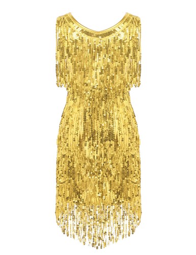 Damen Glänzende Tanzkleid Lateinkleid mit Pailletten Quasten Ärmellos Tanzkostüm - Picture 10 of 29