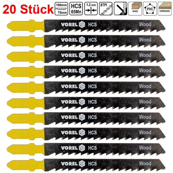 20X StichsäGebläTter T-Schaft StichsäGe SET Holz Laminat HCS PVC 100 Mm 8TPI-image