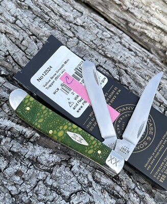 CASE XX *c SFO 2023 YELLOW GREEN EDITION LIZARD SKIN MINI TRAPPER KNIFE KNIVES