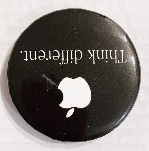Apple Computer Think Different Button Black White Macintosh Mac VTG Pin Retro - Afbeelding 3 van 10