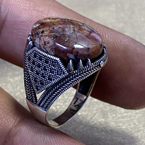 925 Sterling Silver Jewelry Mens Ring yemen sultani multi eyes عقيق عطف - Picture 10 of 11