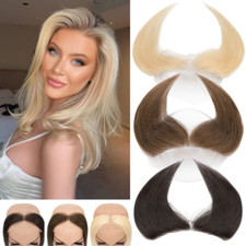 100 Remy Human Hair Front Hairline Hairpiece Topper Lace Base Bangs Patch Women