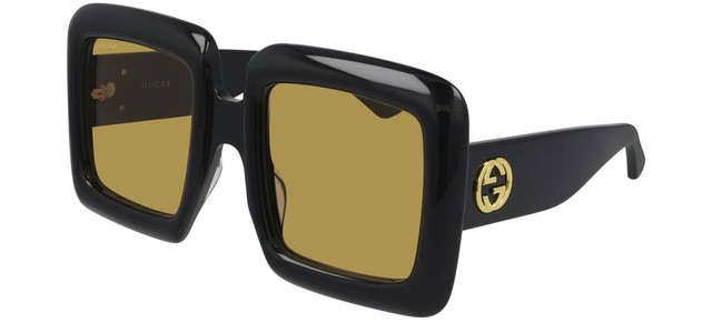Occhiali da Sole Donna Gucci 0783S 001 Nero Oversize Rettangolari Lenti  Giallo | Acquisti Online su eBay